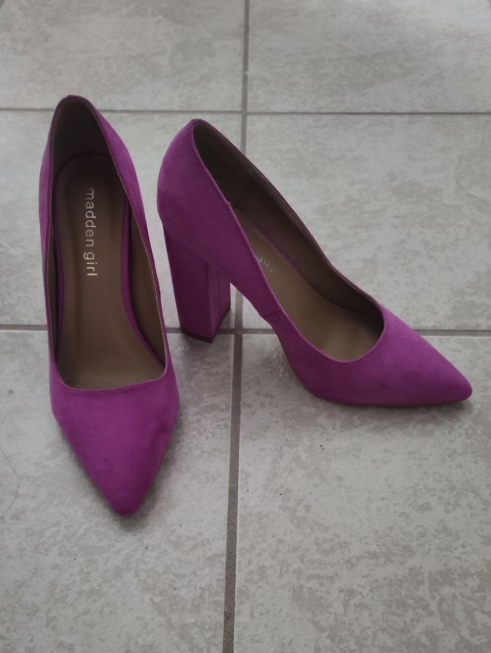 Madden Girl Fuchsia Pointed-Toe Block Heel Pumps